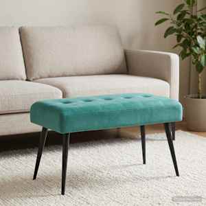 Lavice s knoflíkovým prošíváním Tyrkysová 80 x 40 x 46 cm Samet - obrázek 4