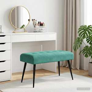Lavice s knoflíkovým prošíváním Tyrkysová 80 x 40 x 46 cm Samet - obrázek 3