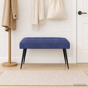 Lavice s knoflíkovým prošíváním Policová modrá 80 x 40 x 46 cm - obrázek 4