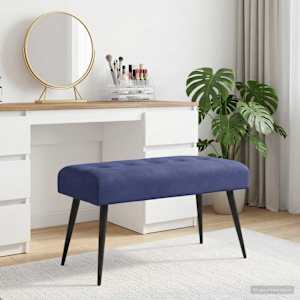 Lavice s knoflíkovým prošíváním Policová modrá 80 x 40 x 46 cm - obrázek 1