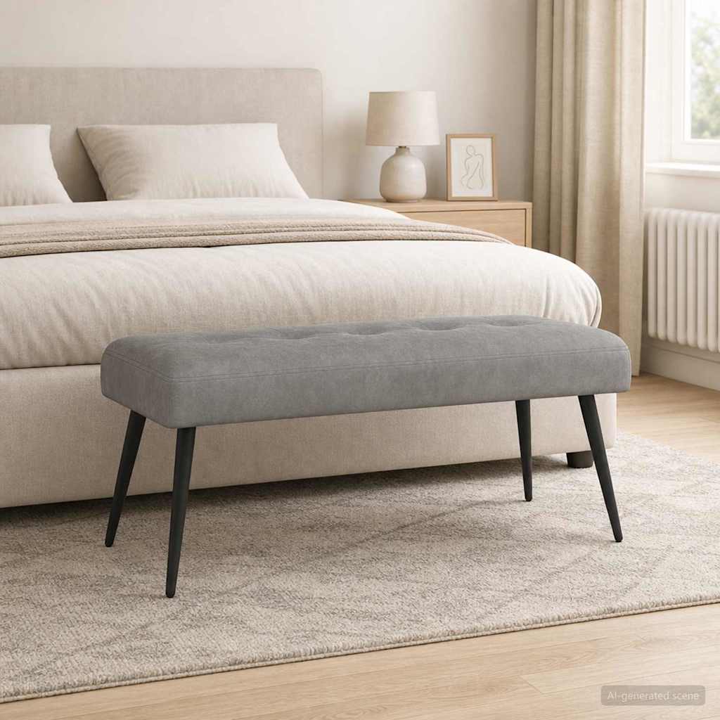 vidaXL Bancă cu butoane capitonate Gri deschis 110 x 40 x 46 cm