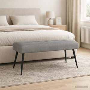 Lavice s knoflíkovým prošíváním Světle šedá 110 x 40 x 46 cm - obrázek 1