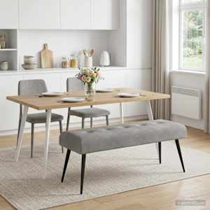 Lavice s knoflíkovým prošíváním Světle šedá 110 x 40 x 46 cm - obrázek 4