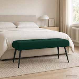 Lavice s knoflíkovým prošíváním Tmavě zelená 110 x 40 x 46 cm - obrázek 4