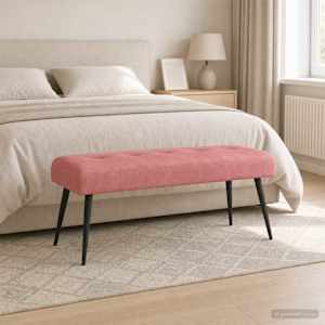 Lavice s knoflíkovým prošíváním Růžová 110 x 40 x 46 cm Samet - obrázek 3