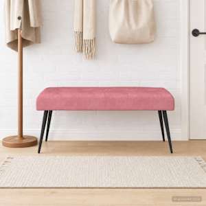 Lavice s knoflíkovým prošíváním Růžová 110 x 40 x 46 cm Samet - obrázek 4