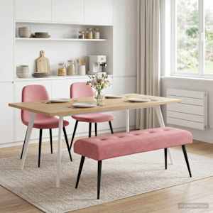 Lavice s knoflíkovým prošíváním Růžová 110 x 40 x 46 cm Samet - obrázek 1