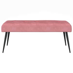 Lavice s knoflíkovým prošíváním Růžová 110 x 40 x 46 cm Samet - obrázek 5