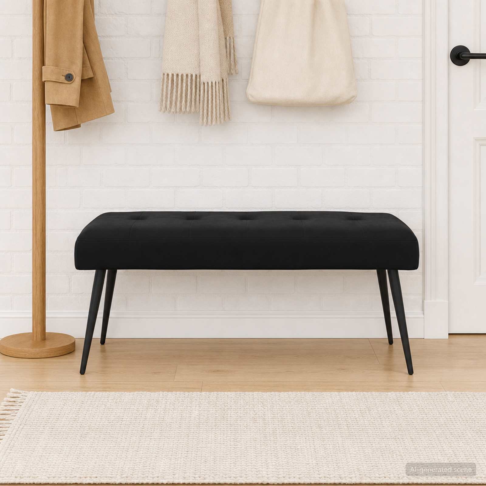 Πάγκος με κουμπωτές επιφάνειες Μαύρο 110 x 40 x 46 cm Βελούδο - Image 3