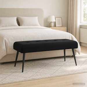 Lavice s knoflíkovým prošíváním Černá 110 x 40 x 46 cm Samet - obrázek 1