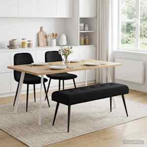 Lavice s knoflíkovým prošíváním Černá 110 x 40 x 46 cm Samet - obrázek 4