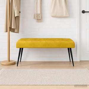Lavice s knoflíkovým prošíváním Žlutá 110 x 40 x 46 cm Samet - obrázek 3