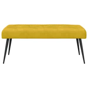 Lavice s knoflíkovým prošíváním Žlutá 110 x 40 x 46 cm Samet - obrázek 5