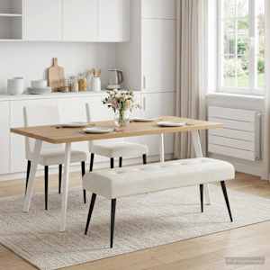 Lavice s knoflíkovým prošíváním Krémová 110 x 40 x 46 cm Samet - obrázek 1