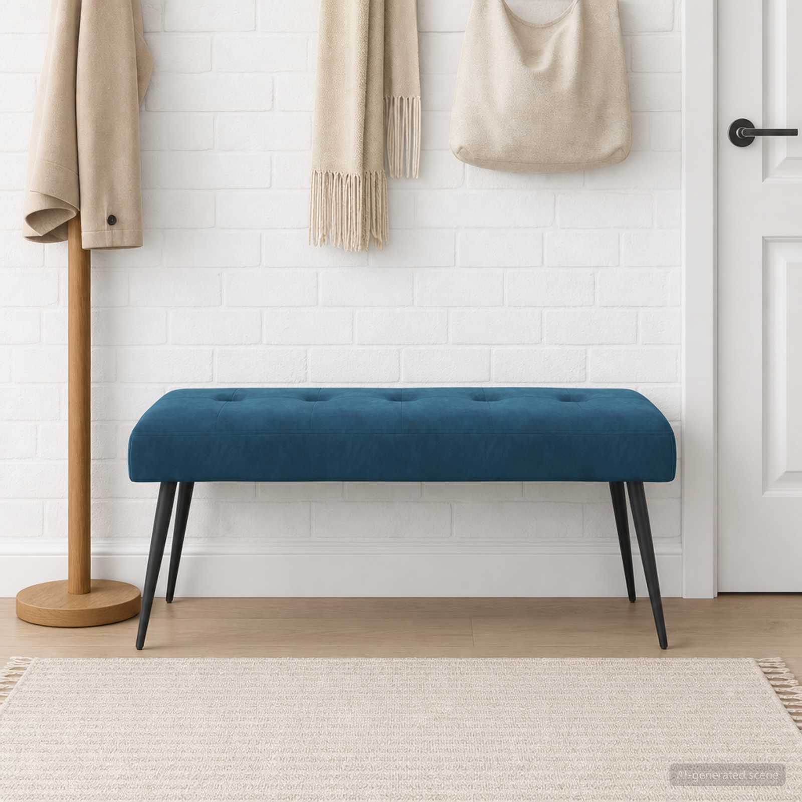 Πάγκος με κουμπωτές επιφάνειες Μπλε 110 x 40 x 46 cm Βελούδο - Image 3