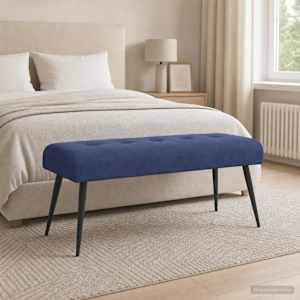 Lavice s knoflíkovým prošíváním Policová modrá 110 x 40 x 46 cm - obrázek 4