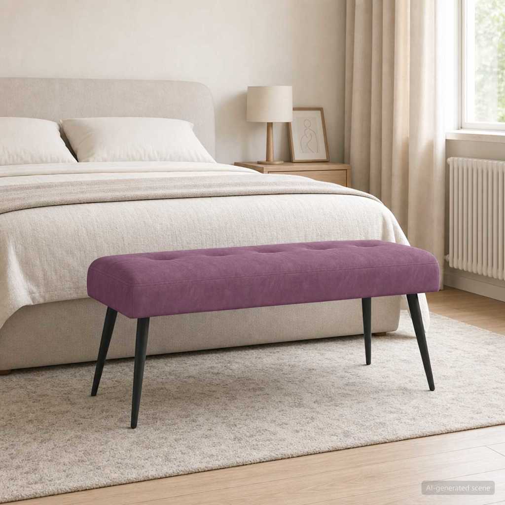 vidaXL Bank met knoopverstelling Paars 110 x 40 x 46 cm fluweel