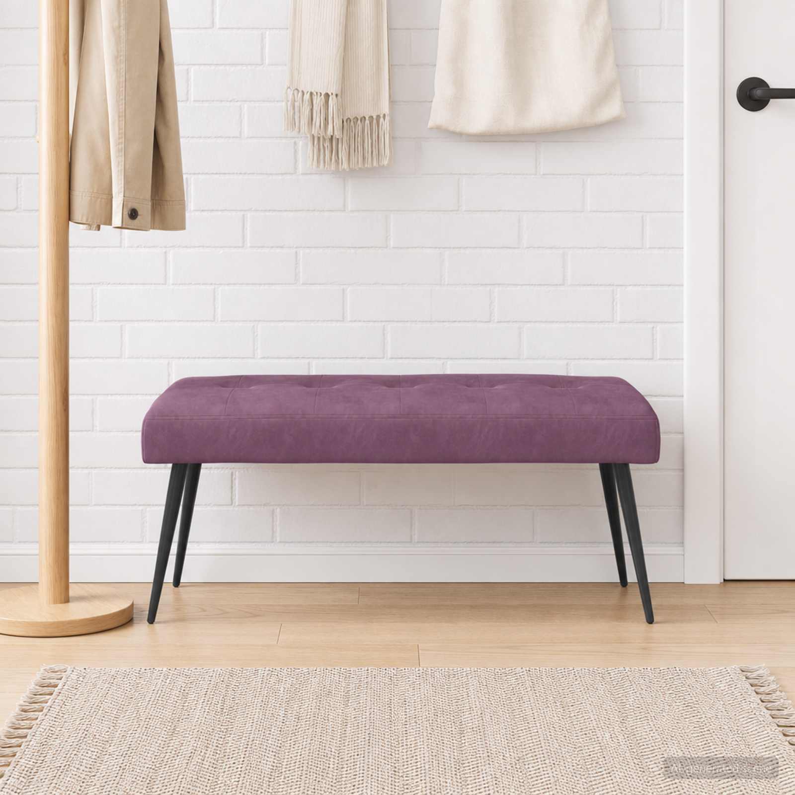 vidaXL Bank met knoopverstelling Paars 110 x 40 x 46 cm fluweel