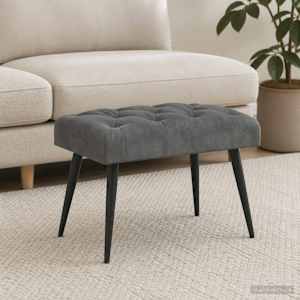 Lavice s knoflíkovým prošíváním Tmavě šedá 60 x 40 x 45 cm - obrázek 1