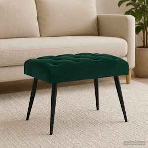 Lavice s knoflíkovým prošíváním Tmavě zelená 60 x 40 x 45 cm - obrázek 3