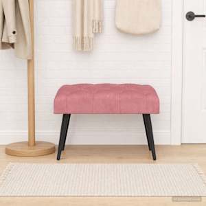 Lavice s knoflíkovým prošíváním Růžová 60 x 40 x 45 cm Samet - obrázek 1