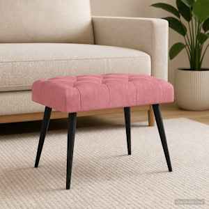 Lavice s knoflíkovým prošíváním Růžová 60 x 40 x 45 cm Samet - obrázek 4