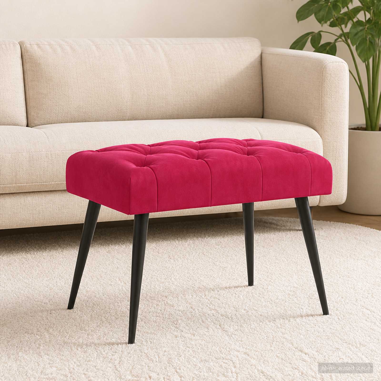 vidaXL Bænk med knap tufting Vinrød 60 x 40 x 45 cm Fløjl