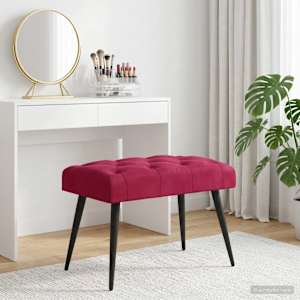 Lavice s knoflíkovým prošíváním Víno Červené 60 x 40 x 45 cm - obrázek 4