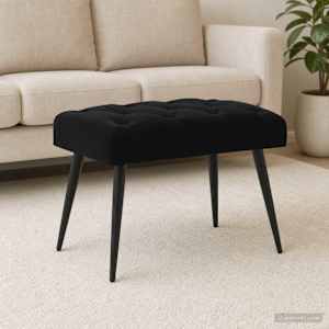 Lavice s knoflíkovým prošíváním Černá 60 x 40 x 45 cm Samet - obrázek 1