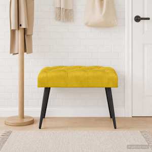 Lavice s knoflíkovým prošíváním Žlutá 60 x 40 x 45 cm Samet - obrázek 3