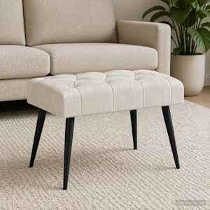 Lavice s knoflíkovým prošíváním Krémová 60 x 40 x 45 cm Samet - obrázek 1