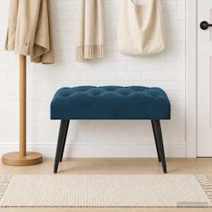 Lavice s knoflíkovým prošíváním Modrá 60 x 40 x 45 cm Samet - obrázek 3