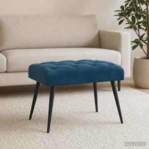 Lavice s knoflíkovým prošíváním Modrá 60 x 40 x 45 cm Samet - obrázek 4