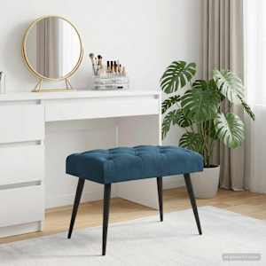 Lavice s knoflíkovým prošíváním Modrá 60 x 40 x 45 cm Samet - obrázek 1