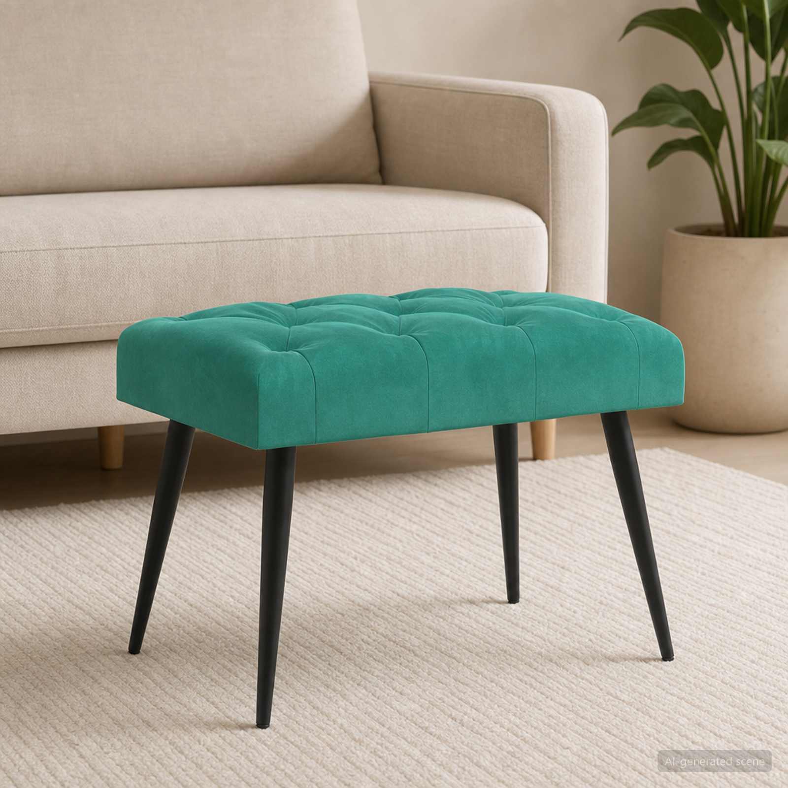 vidaXL Bancă cu butoane capitonate Turcoaz 60 x 40 x 45 cm Catifea