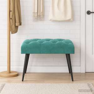 Lavice s knoflíkovým prošíváním Tyrkysová 60 x 40 x 45 cm Samet - obrázek 3