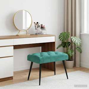 Lavice s knoflíkovým prošíváním Tyrkysová 60 x 40 x 45 cm Samet - obrázek 4