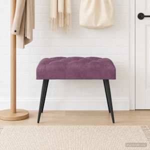 Lavice s knoflíkovým prošíváním Fialová 60 x 40 x 45 cm Samet - obrázek 3