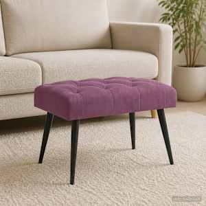 Lavice s knoflíkovým prošíváním Fialová 60 x 40 x 45 cm Samet - obrázek 1