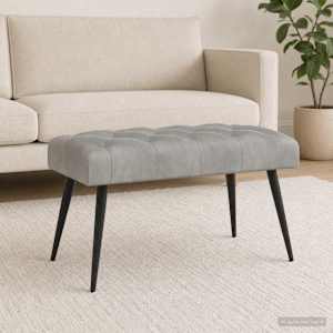 Lavice s knoflíkovým prošíváním Světle šedá 80 x 40 x 46 cm - obrázek 3