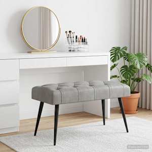 Lavice s knoflíkovým prošíváním Světle šedá 80 x 40 x 46 cm - obrázek 4