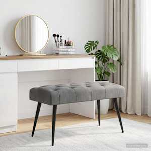 Lavice s knoflíkovým prošíváním Tmavě šedá 80 x 40 x 46 cm - obrázek 1