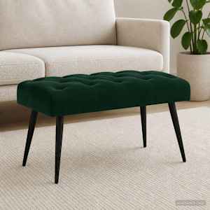 Lavice s knoflíkovým prošíváním Tmavě zelená 80 x 40 x 46 cm - obrázek 3