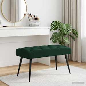 Lavice s knoflíkovým prošíváním Tmavě zelená 80 x 40 x 46 cm - obrázek 4