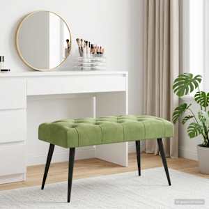 Lavice s knoflíkovým prošíváním Světlá zelená 80 x 40 x 46 cm - obrázek 4