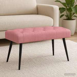 Lavice s knoflíkovým prošíváním Růžová 80 x 40 x 46 cm Samet - obrázek 3