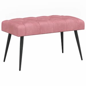 Lavice s knoflíkovým prošíváním Růžová 80 x 40 x 46 cm Samet - obrázek 2