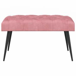 Lavice s knoflíkovým prošíváním Růžová 80 x 40 x 46 cm Samet - obrázek 5