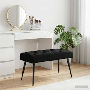 Lavice s knoflíkovým prošíváním Černá 80 x 40 x 46 cm Samet - obrázek 3