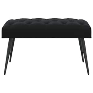 Lavice s knoflíkovým prošíváním Černá 80 x 40 x 46 cm Samet - obrázek 5